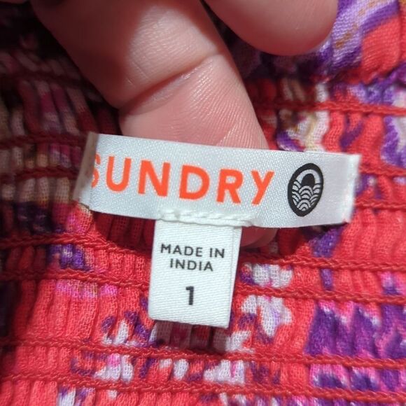 SUNDRY- REDFLORAL TIEREDSKIRT CHERRY sz 1/S - Picture 5 of 8